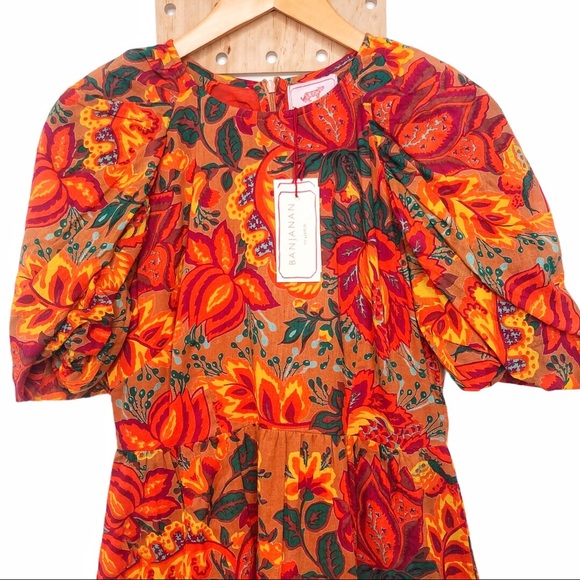 BANJANAN RONA MINI DRESS IN MEADOW SWEET CARAMEL - Picture 9 of 10